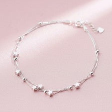 Brazalete con estrellas de plata de ley 925 para mujer / 21,5 cm