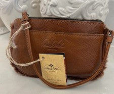 NUEVO Bolso sin asas Patricia Nash para mujer de cuero italiano Piamonte Sherpa marrón muñeca