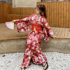 Mujer Kimono Japonés Yukata Flores Sakura Cosplay Albornoz