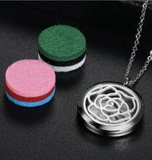 Collar colgante difusor aceite aceites esenciales aromaterapia patrón rosa