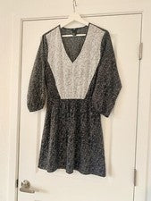 Nuevo Vestido para Mujer Negro/Blanco H&M Lunares Línea A, Talla 8