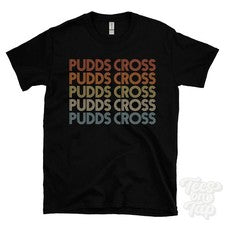 CAMISETA PUDDS CROSS ESTILO RETRO REPETIDO para hombre y mujer Reino Unido top name regalo
