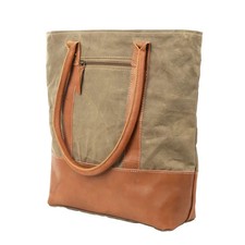 Bolso de mano Clea Ray de lona lisa con cuero