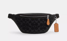 Bolso Cinturón Coach Plateado/Negro Warren Mini Signature Denim y Cuero (CO918) - NUEVO CON ETIQUETAS