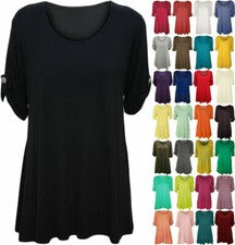 Damas Vestido Largo Mangas Cortas Botón Acampanado Mujer TALLA GRANDE Columpio Top