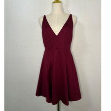 Mini Vestido para Mujer Joe & Elle Grande Línea A Borgoña Cuello en V Cóctel Elegante NUEVO