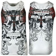 Camiseta sin mangas Xtreme Couture by Affliction para hombre Carnívoro Calavera Motociclista S-3XL