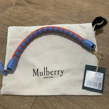 Mango pequeño de cuero tejido Mulberry Iris PVP £155 azul aciano/naranja coral