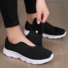 Zapatos para caminar informales ajustables de ajuste ancho suaves cómodos zapatos sin cordones