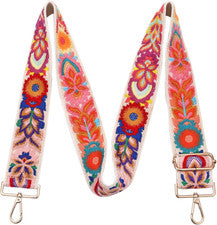 Bandolera ancha de repuesto de flores de ganchillo con correas para bolso ajustable