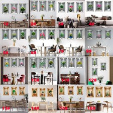 Juego grande de 3 piezas de calcomanías de pared para decoración del hogar de plantas verdes 3D arte mágico
