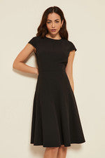 Vestidos midi de algodón regular lisos negros hasta la rodilla de Areca Designer para mujer