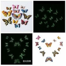 12 X 3D Noctilucencia Mariposa Arte Pared Nevera Pegatina Luminosa Calcomanía Decoración del Hogar