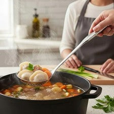 Cucharón de sopa de acero inoxidable y cucharas ranuradas con agujeros juego de 2 paquetes para cocina