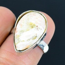 Scolecita piedras preciosas hechas a mano 925 anillo de joyería de plata...