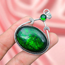 Colgante de labradorita verde colgante de plata de ley 925 hecho a mano colgante de plata