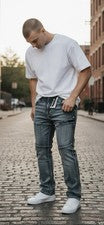 Pantalones de mezclilla ajustados Ecko Unltd para hombre talla 40 gris lavado Y2K logotipo de ropa de calle nuevos con e