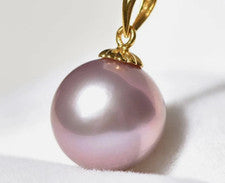 ENORME 12-13 mm Rosa Púrpura Natural Mar del Sur Perla Colgante Plata S925