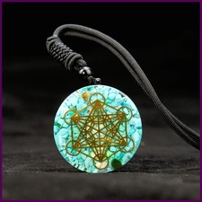 Collar Colgante Cubo Metatrón Orgonita Om Energía Cristal Curativo Sagrado