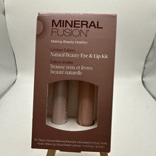 NUEVO KIT DE LABIOS OJOS BELLEZA NATURAL FUSIÓN MINERAL RÍMEL NEGRO ROSA PÁLIDO BRILLO LABIAL