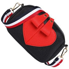 Bolso de hombro cruzado de PU de moda con diseño de corazón para mujer dama