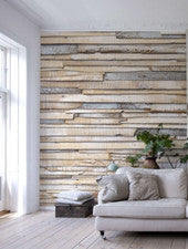 Papel pintado decorativo MADERA encalado mural de pared tablones naturales grandes pared de madera