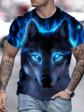 Camiseta Impresión 3D Lobo azul Gráfico Moda Novedad Elegante informal calle Tee