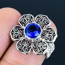 Anillo de joyería de plata esterlina 925 hecho a mano con piedras preciosas...