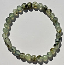 Pulsera Prehnit verde pulsera elástica brazalete 6 mm piedra preciosa cristal piedra curativa