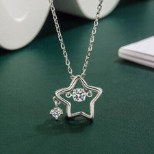 Collar colgante de trébol estrella de cristal de plata de ley 925 para mujeres niñas joyas