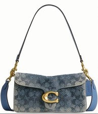 Bolso de Hombro CEN85 NUEVO CON ETIQUETAS COACH Crystal Signature Denim Tabby 26 Cuero Bandolera