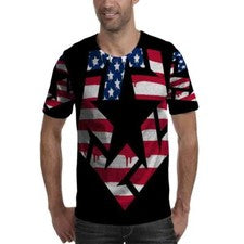 Nueva Camiseta Bandera Diseño Americano Para Hombre Estampado Completo Poliéster