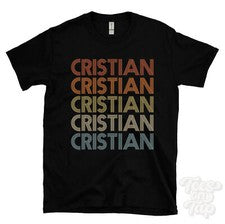 CAMISETA ESTILO RETRO REPETIDO CRISTIANO Hombre y Mujer Novedad Genial Nombre Regalo