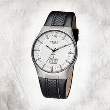 Regent Reloj De Cuero Para Hombre FR-217 Reloj De Pulsera Negro URFR217