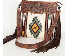 Bolso Bandolera de Cuero Tooled Western Boho Flecos Cartera Navajo Mujeres Hombro