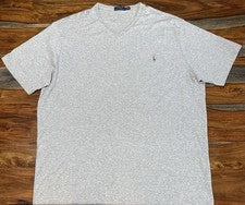 Polo Ralph Lauren Grande y Alto Para Hombre Gris Cuello en V Camiseta Algodón Talla 3XLT