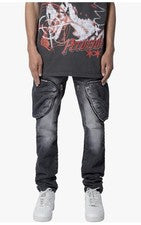 Denim cargo con entrepierna y cremallera MNML para hombre - Talla 38 | Estilo Streetwear con bolsillos