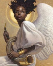 ÁNGEL AFROAMERICANO negro sosteniendo un póster SHOFAR impresión decoración del hogar