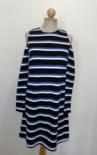 Nuevo con etiquetas Vestido Suéter Sugar Lips Para Mujer Multi Rayas Manga Larga Hombro Frío Talla S