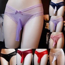 Todas las Temporadas Hombres Ropa Interior Calzoncillos Sexy Corneta Bolsa Moda Encaje Moño