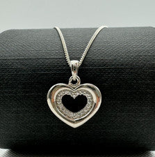 Collar colgante de corazón de plata de ley 925 maciza de 24 pulgadas de largo / tamaño de 15 mm NUEVO