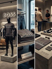 Boss Hombre Camiseta Jersey Algodón Con Logo y Rayas Talla L