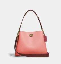 Bolso de Hombro Coach Para Mujer Latón Sauce/Rosa Caramelo Multicolor Bloques (C2590)- Nuevo