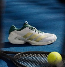 Adidas Adizero Ubersonic 5 Hombre Zapato de Tenis Blanco Dorado Pickeball Tenis