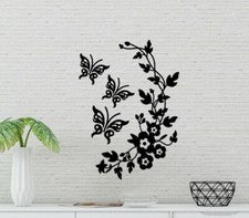 Calcomanía adhesiva de vinilo de arte de pared decoración del hogar diseño inspirado en flores y mariposas