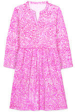 Vestido para mujer - Vestido rosa estampado animal - Vestido midi - Algodón - Mediano