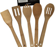 Juego de utensilios de cocina de madera de 5 piezas SMiRLY espátula de cocina de bambú cucharas kit de herramientas
