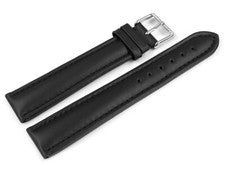 Correa de reloj de cuero auténtico liso negro TiT 18mm 20mm 22mm 24mm