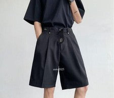 Hombres Verano Punk Gótico Metal Botón Traje Pantalones Juvenil Moda Informal Pantalón Corto