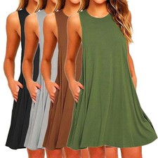 2019 Caliente Nuevo Moda Minivestido Suelto Moda Vestido Camisa Vestido de Verano Sin Mangas
